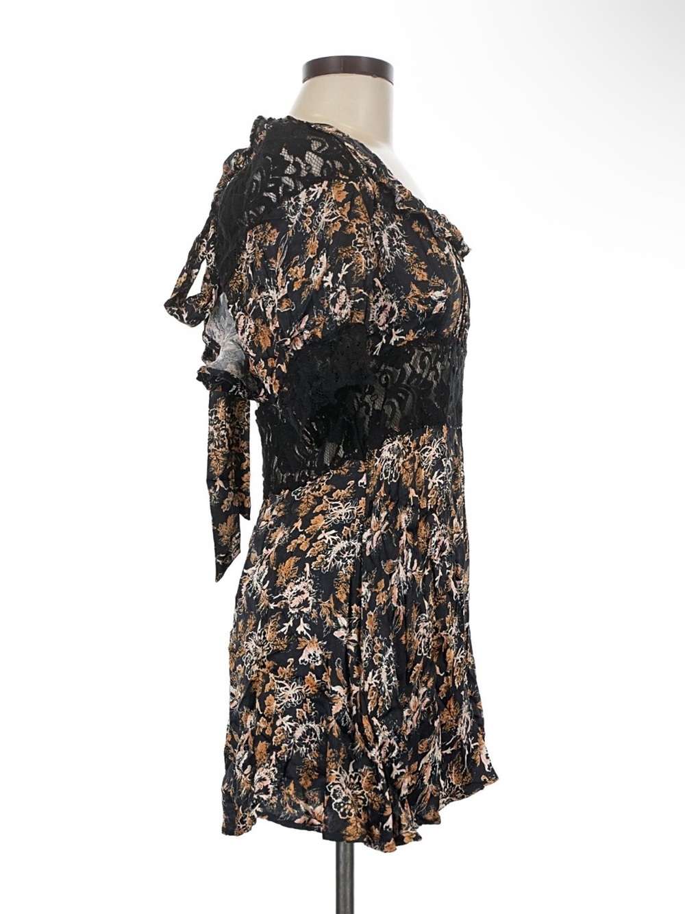 Free People Black Floral Lace-Inset Tunic - Picture 2 of 5